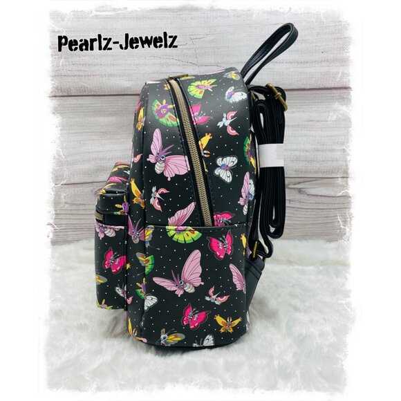 Loungefly Pokemon Winged Types Moths Butterflies Black Mini Backpack NWT main image 3